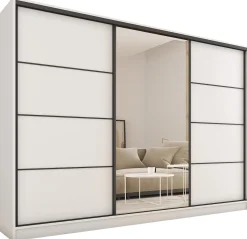 Szafa przesuwna z lustrem 250 cm biała LOFT
