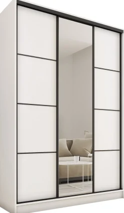 Szafa przesuwna z lustrem 150 cm LOFT MAX z szufladami drążki