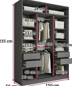 Szafa przesuwna z lustrem 150 cm OPTICA MAX
