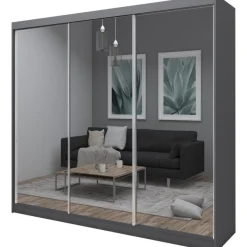 Szafa przesuwna z lustrem DEBRA 240 cm grafit