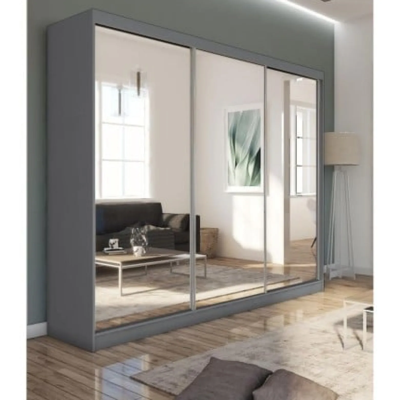 Szafa przesuwna z lustrem DEBRA 240 cm grafit