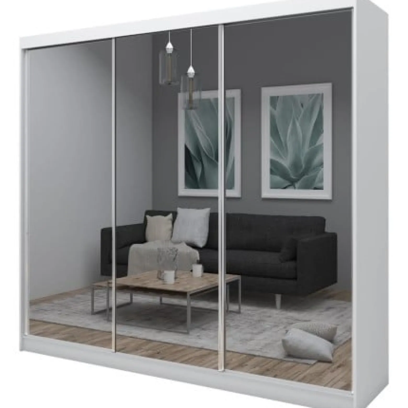 Szafa przesuwna z lustrem DEBRA 240 cm grafit