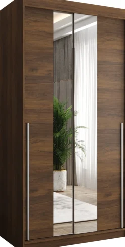 Szafa przesuwna z lustrem Garderoba SIMA T1 100 orzech + u. srebrny