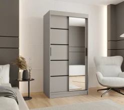 Szafa przesuwna z lustrem Garderoba RUBINO V2 100 kaszmir