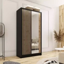 Szafa przesuwna z lustrem i lamelami 100 cm LAMEL 3D Wotan