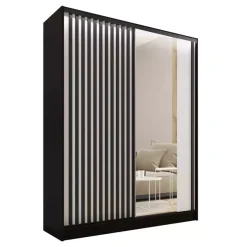 Szafa przesuwna z lustrem i lamelami 150 cm LAMEL 3D Biały