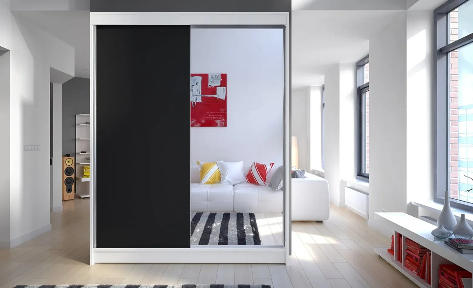 Szafa przesuwna z lustrem JORDI 150 White