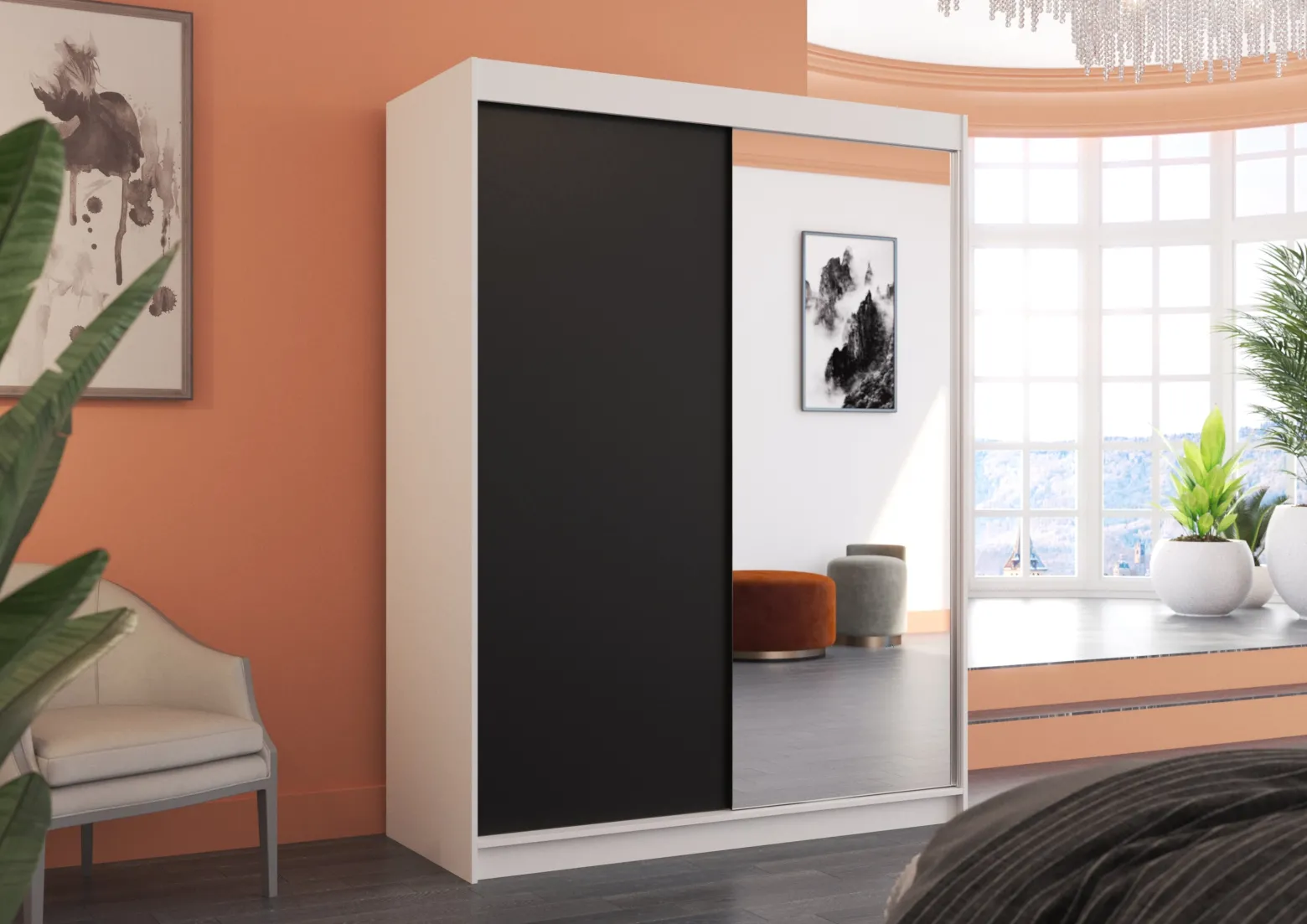 Szafa przesuwna z lustrem JORDI 150 White