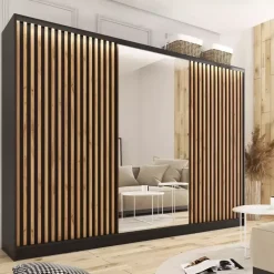 Szafa przesuwna z lustrem lamele 280 cm LOFT wotan