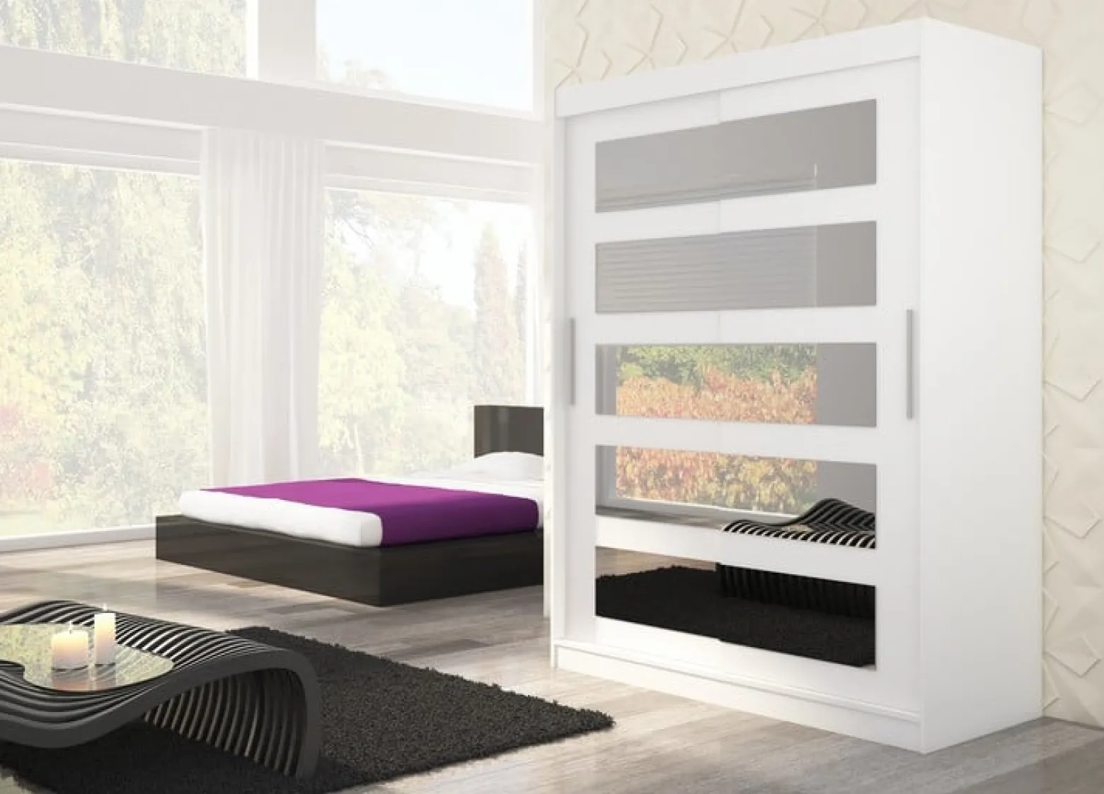 Szafa przesuwna z lustrem MURANI 150 White