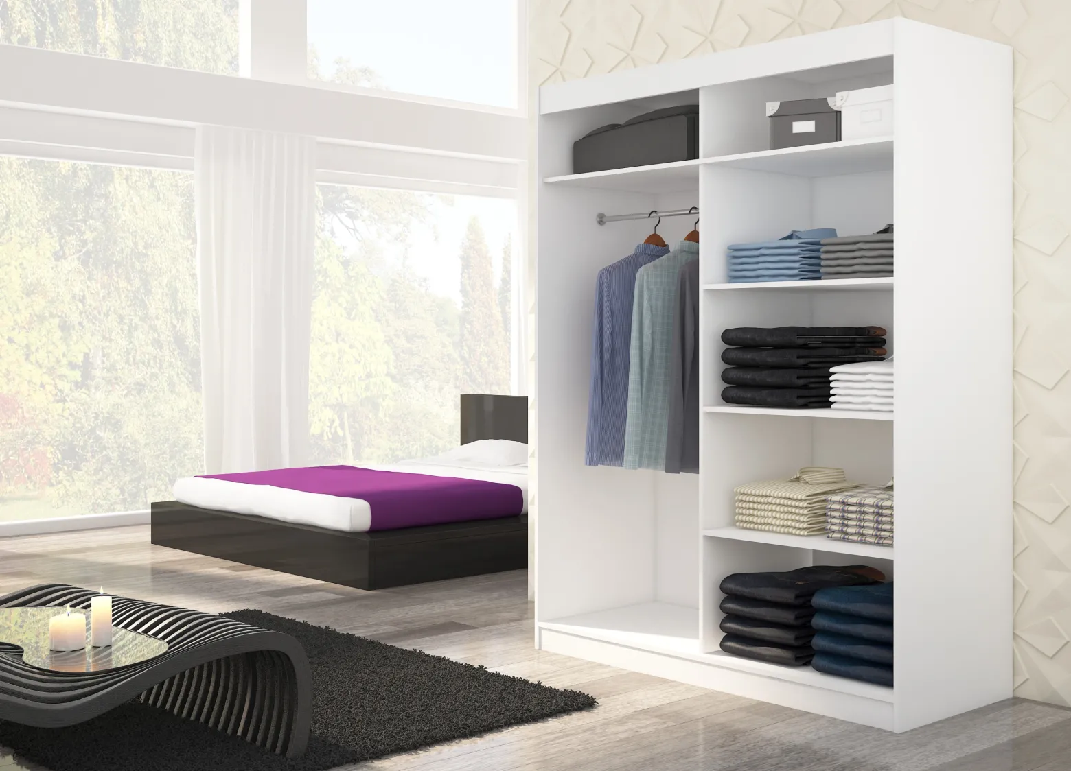 Szafa przesuwna z lustrem MURANI 150 White