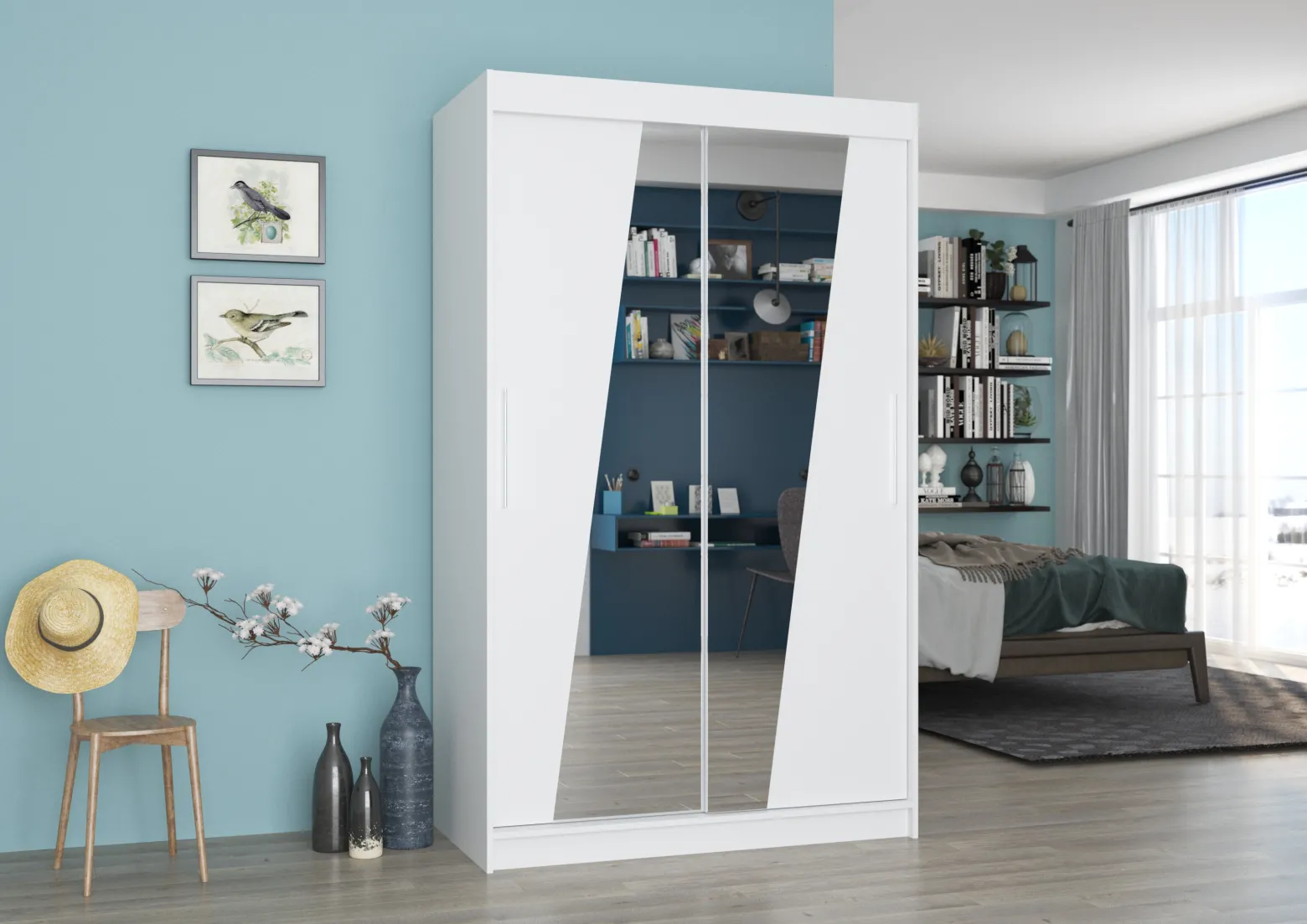 Szafa przesuwna z lustrem TEXAS 120 White