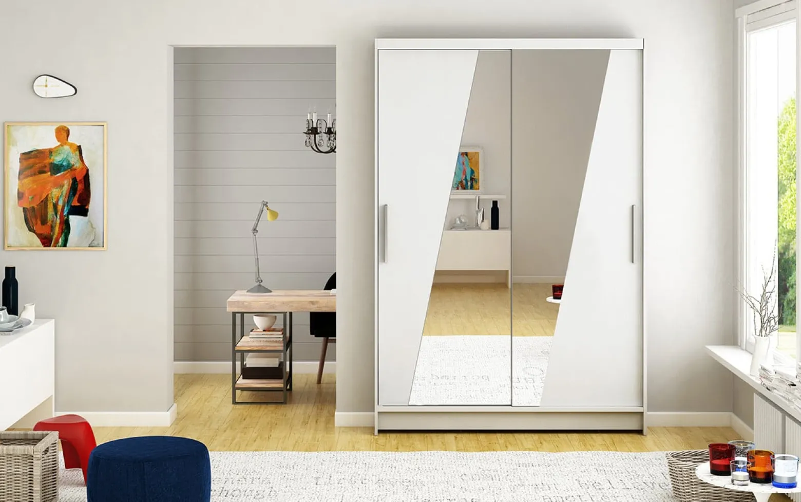 Szafa przesuwna z lustrem TEXAS 120 White