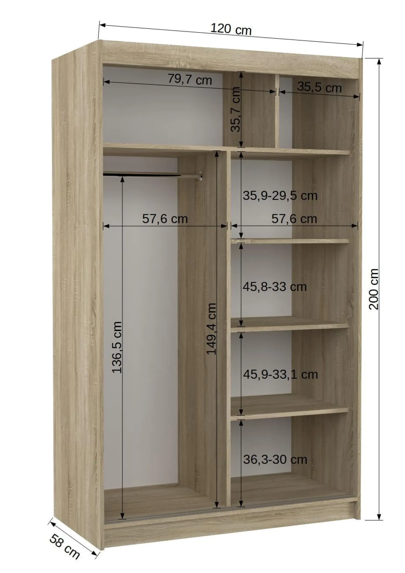 Szafa przesuwna z lustrem TEXAS 120 White