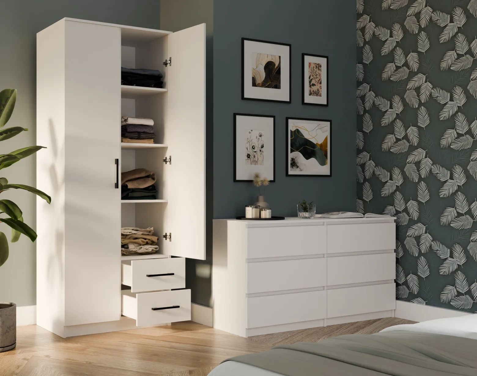 Szafa Romana 80 lustro 2 szuflady 80cm biała