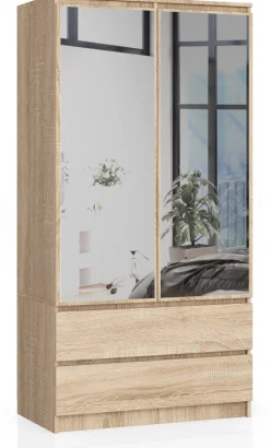 Szafa S90 2D 2Sz 2 Lustro Clp Pk Sonoma