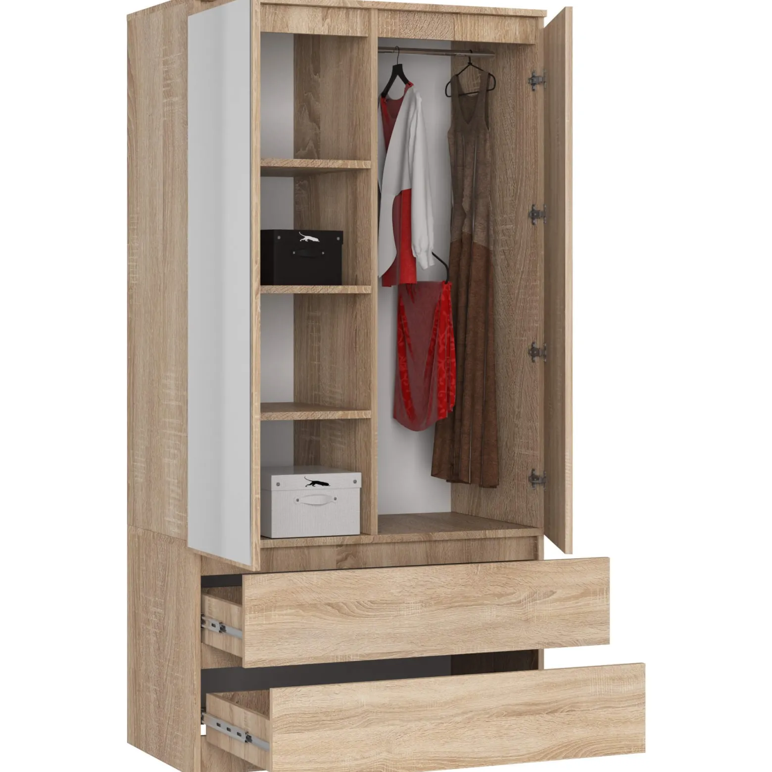 Szafa S90 2D 2Sz 2 Lustro Clp Pk Sonoma