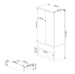 Szafa S90 2D 2Sz 2 Lustro Clp Pk Sonoma