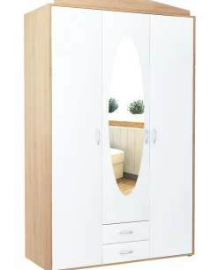 Szafa szafka 3D2S biały - sonoma trzydrzwiowa lustro