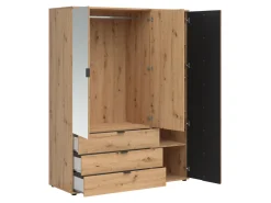 Szafa trzydrzwiowa Vabres 150 cm z 3 drzwiami i 3 szufladami dąb artisan lamele