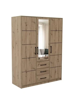 Szafa trzydrzwiowa z lustrem COSTARICA 3D / dąb artisan