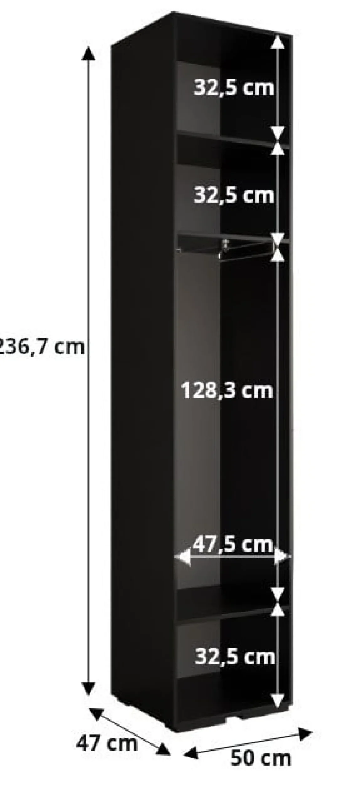 Szafa ubraniowa Garderoba INOVA 2 1,5SZ biały
