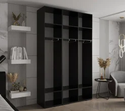 Szafa ubraniowa Garderoba INOVA 2 1,5SZ czarny+czarny