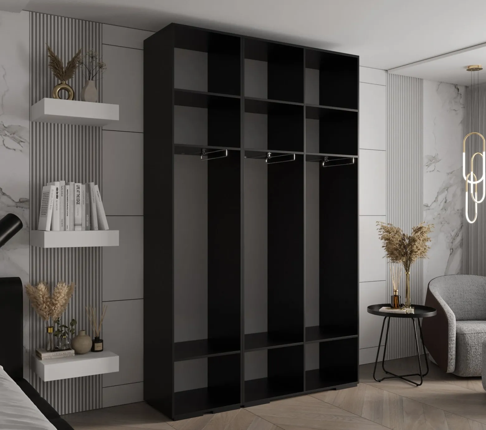 Szafa ubraniowa Garderoba INOVA 2 1,5SZ czarny+czarny