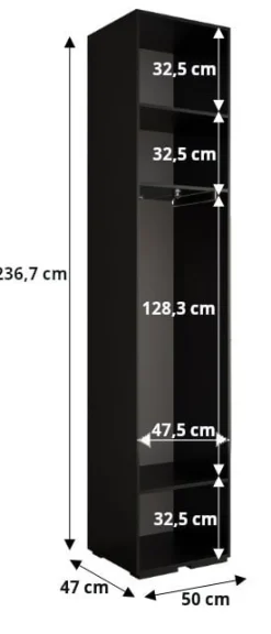 Szafa ubraniowa Garderoba INOVA 4 1,5SZ kaszmir+czarny