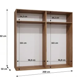 Szafa uchylna otwierana Kris 200 1LD1LM wys 202 cm Orzech + Czarny