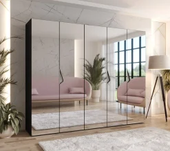 Szafa uchylna z lustrem SANDI 3 250 wys 202 cm Czarny + u Kaszmir
