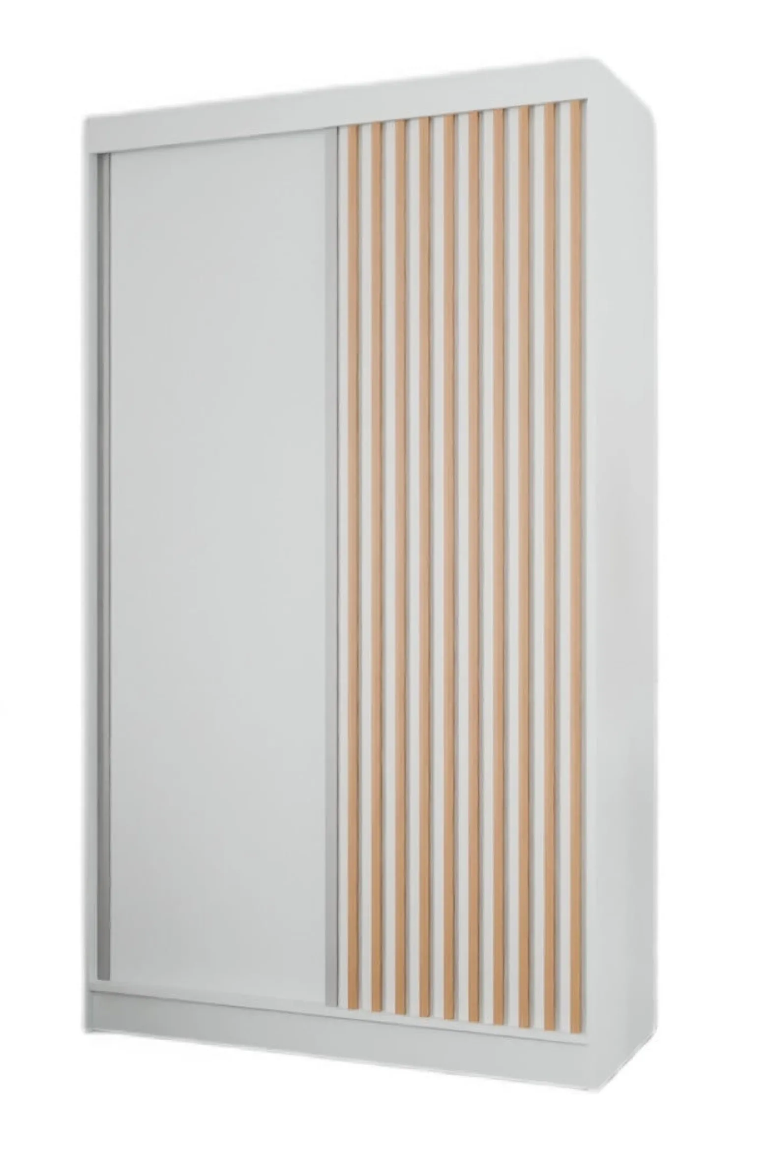 Szafa z lamelami 120 cm - biała + lam. craft złoty