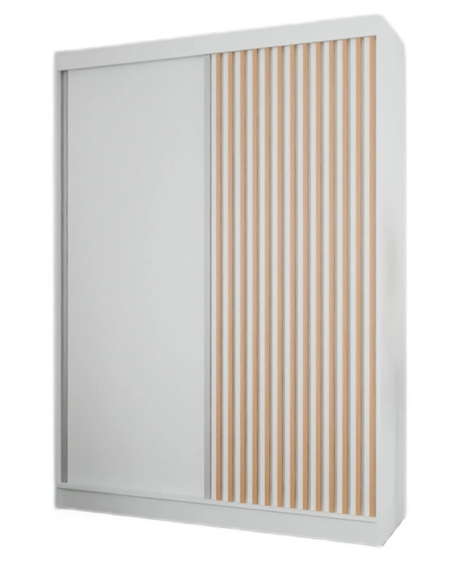 Szafa z lamelami 150 cm - biała + lam. craft złoty