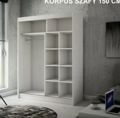 Szafa z lamelami 150 cm - biała + lam. craft złoty