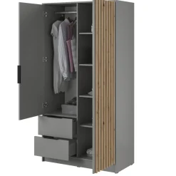 Szafa z lamelami NELA dwudrzwiowa 105cm (Szara)