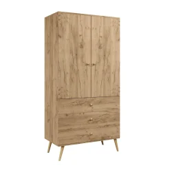 Szafa z Szufladami 100cm Dąb Craft IKON Sznurkowe Uchwyty