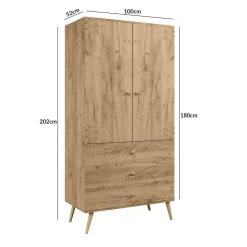 Szafa z Szufladami 100cm Dąb Craft IKON Sznurkowe Uchwyty