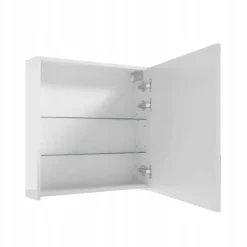 Szafka łazienkowa wisząca z lustrem biała 60x60x15cm
