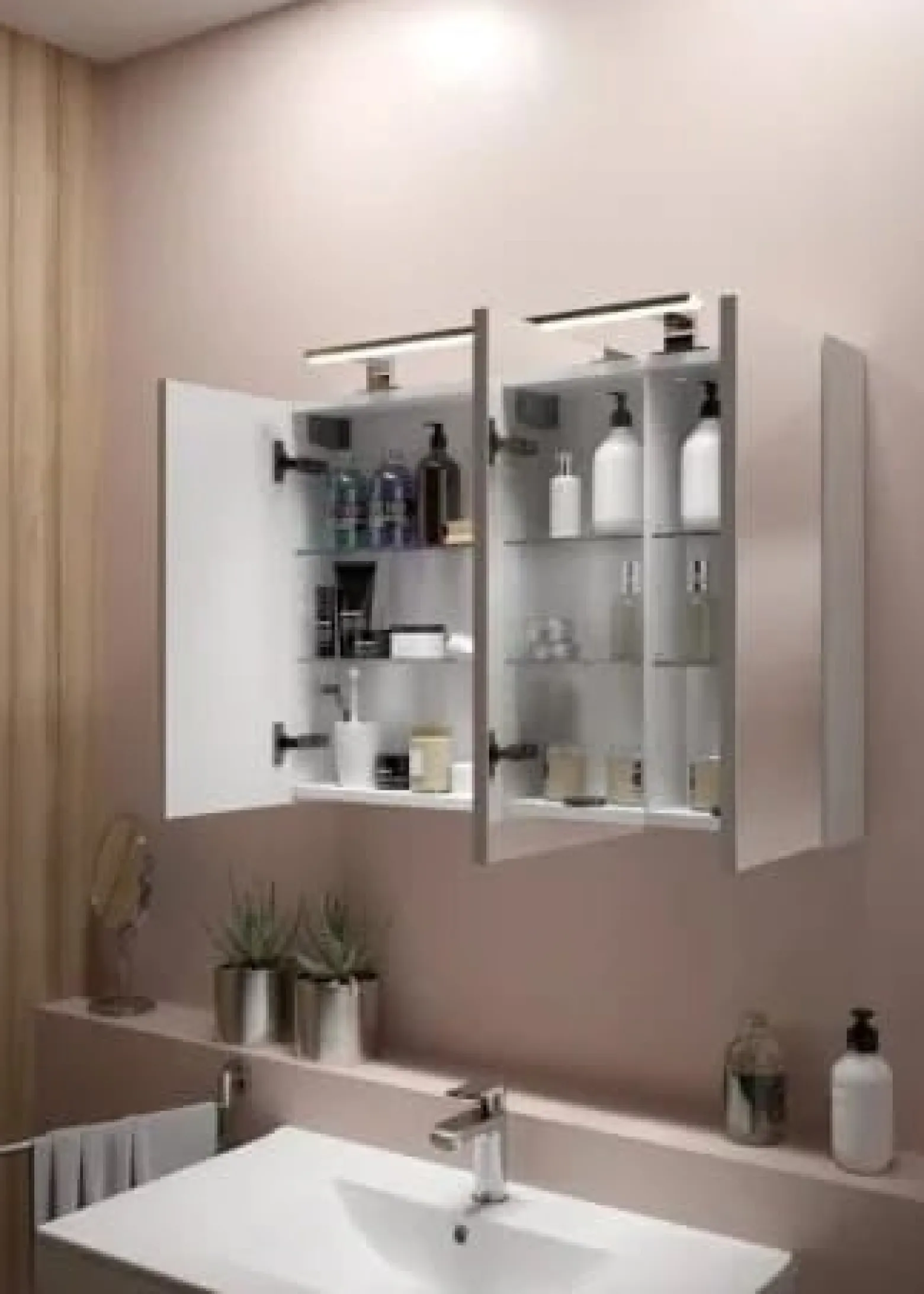 Szafka łazienkowa wisząca z lustrem biała 60x60x15cm