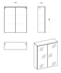 Szafka łazienkowa z lustrem Marsylia 6X 60 cm - Biały