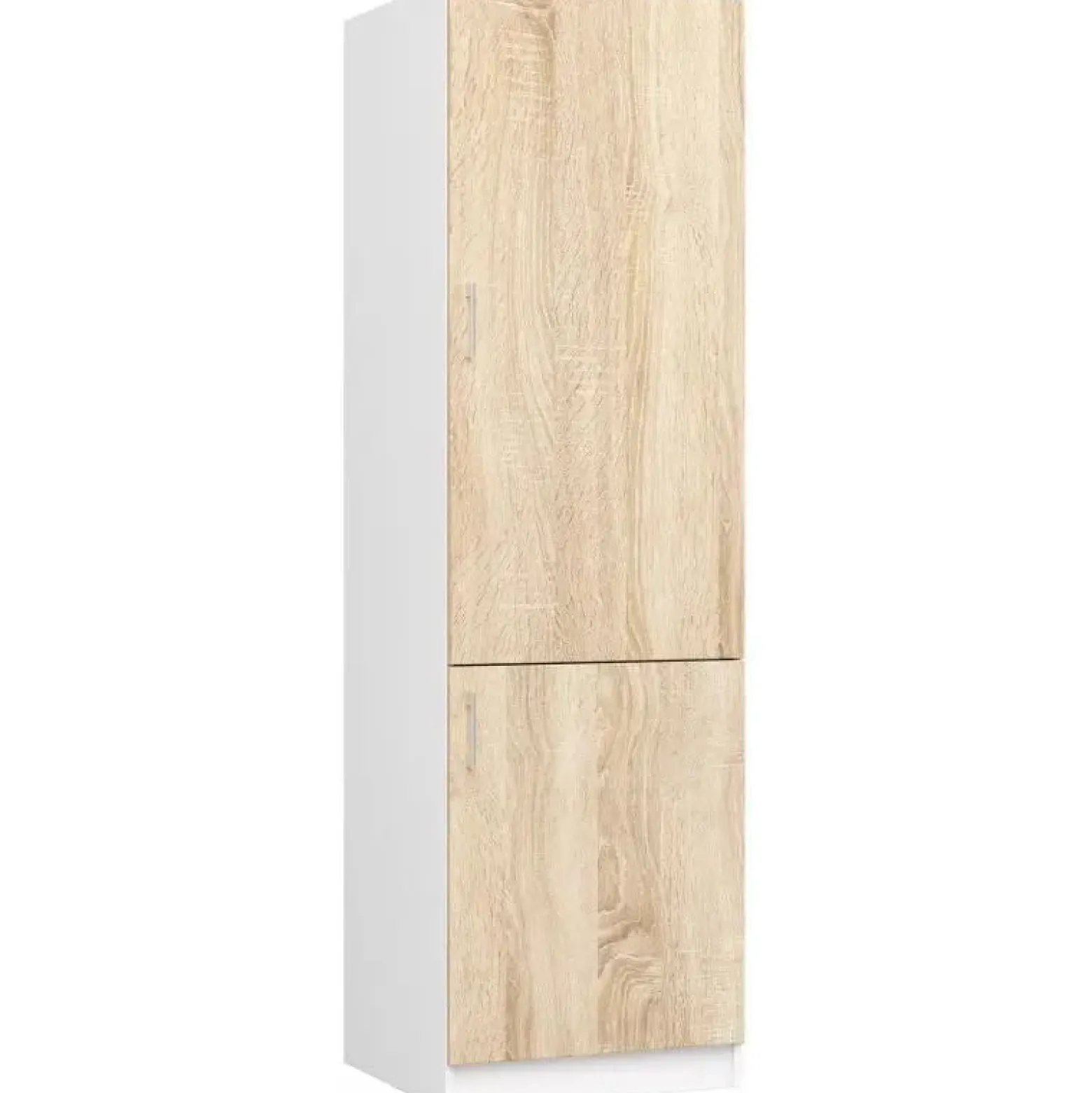 Szafka pod zabudowę lodówki, SARA, 60x55x205, biel, dąb sonoma | TYLETEGOTU