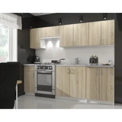 Szafka pod zabudowę lodówki, SARA, 60x55x205, biel, dąb sonoma | TYLETEGOTU