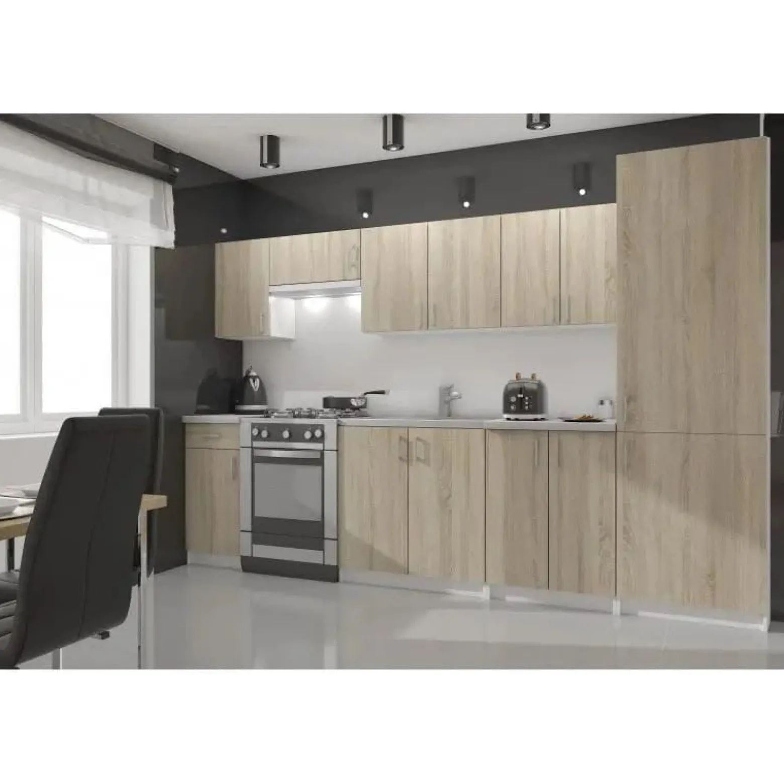 Szafka pod zabudowę lodówki, SARA, 60x55x205, biel, dąb sonoma | TYLETEGOTU