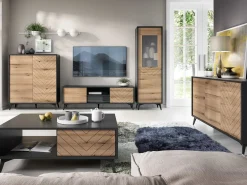 Szafka RTV CRYSTAL 01 czarny / dąb evoke