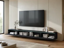 Szafka RTV DONNA 300 w kolorze czarny mat z oświetleniem LED