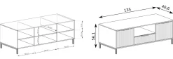 Szafka RTV LINK LS-3 kaszmir 135 cm RYFLOWANE FRONTY