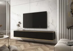 Szafka RTV ORO MDF 175 czarny + złoto
