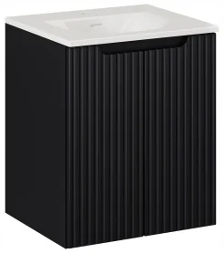 Szafka Z UMYWALKĄ 50 cm CZARNA WISZĄCA RYFLE 2D NOVA BLACK