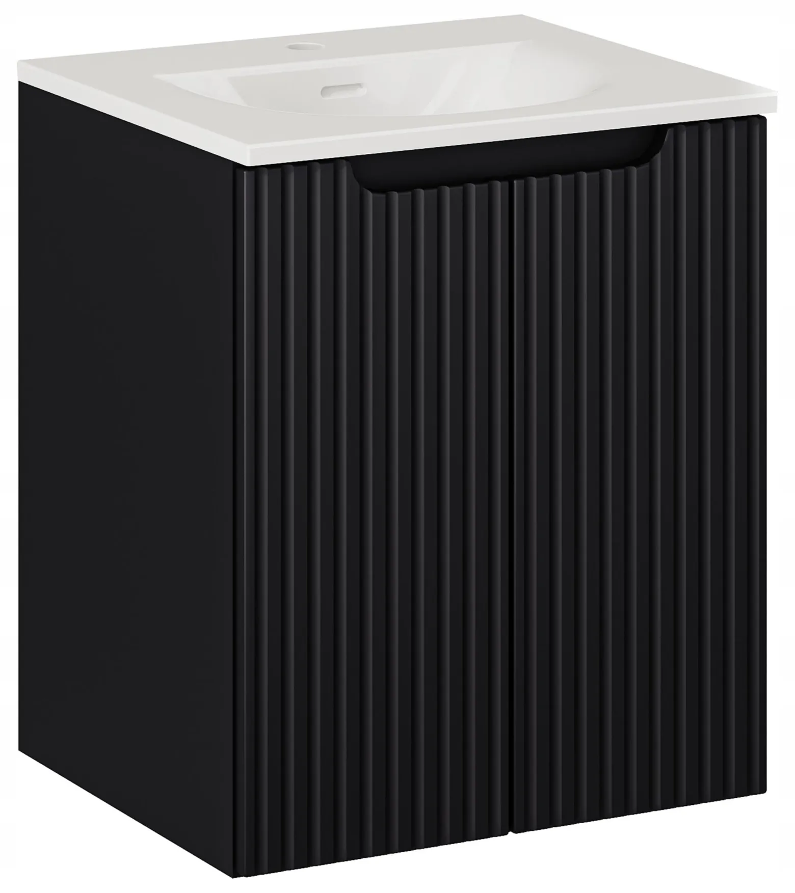 Szafka Z UMYWALKĄ 50 cm CZARNA WISZĄCA RYFLE 2D NOVA BLACK