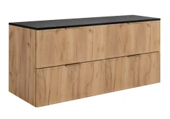 Szafka łazienkowa, dąb Craft / ciemnoszary, uchwyt złoty, 120 x 46 x 57 cm
